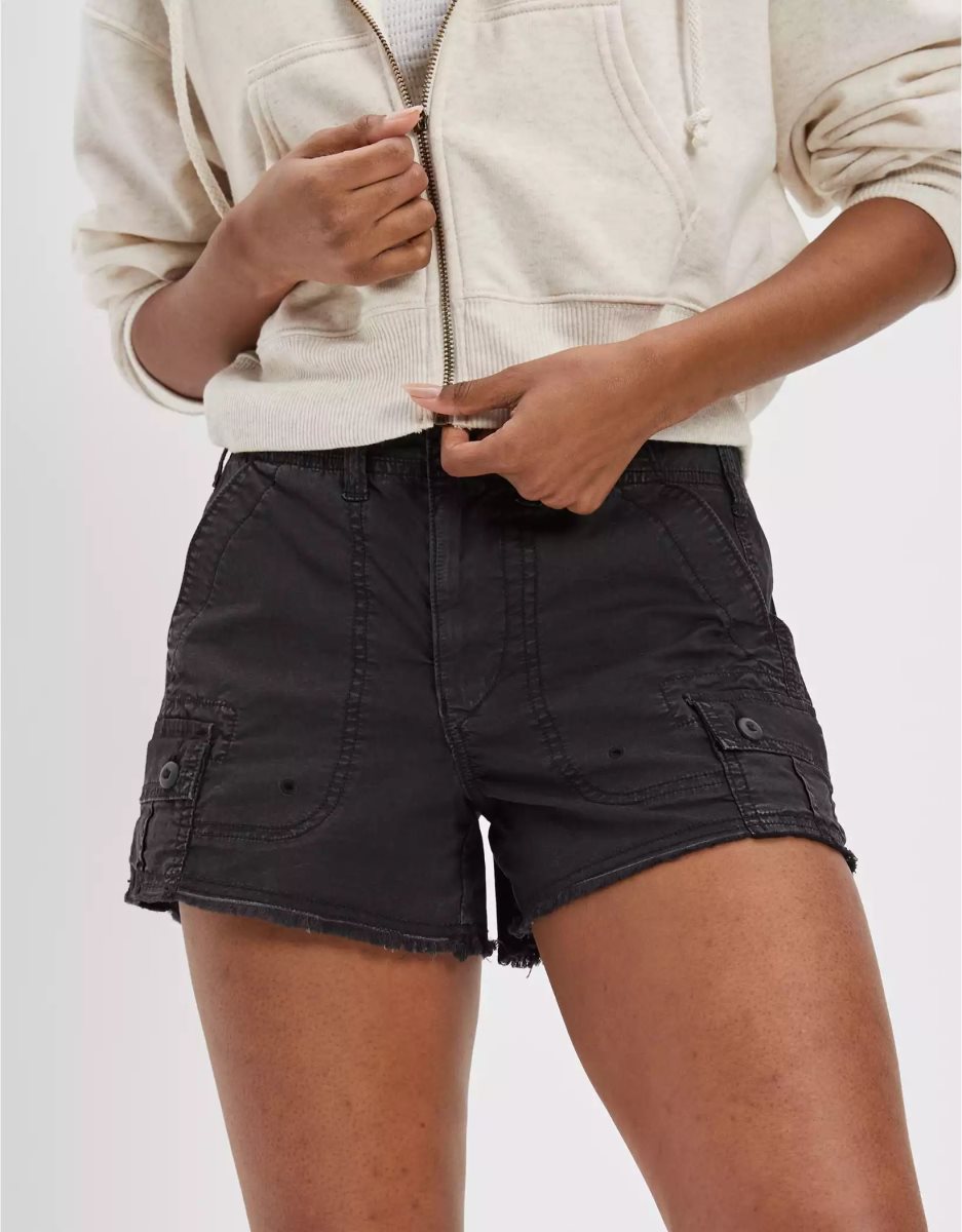 Shorts American Eagle AE Snappy Stretch '90s Boyfriend Cargo Noir Femme | NXZ-27265936